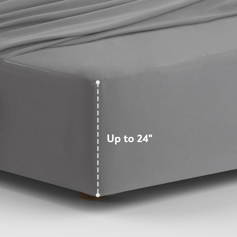 Magik & Kover Queen Sheet Set for Air Mattress - 4 Piece Queen Sheets Set Deep Pocket Up to 24 Inches - Soft & Breathable Air Mattress Sheets Queen Size with Extra Deep Pocket - Grey - Image 4